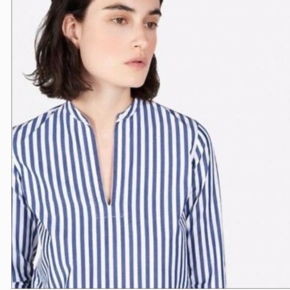 blue white vertical striped shirt